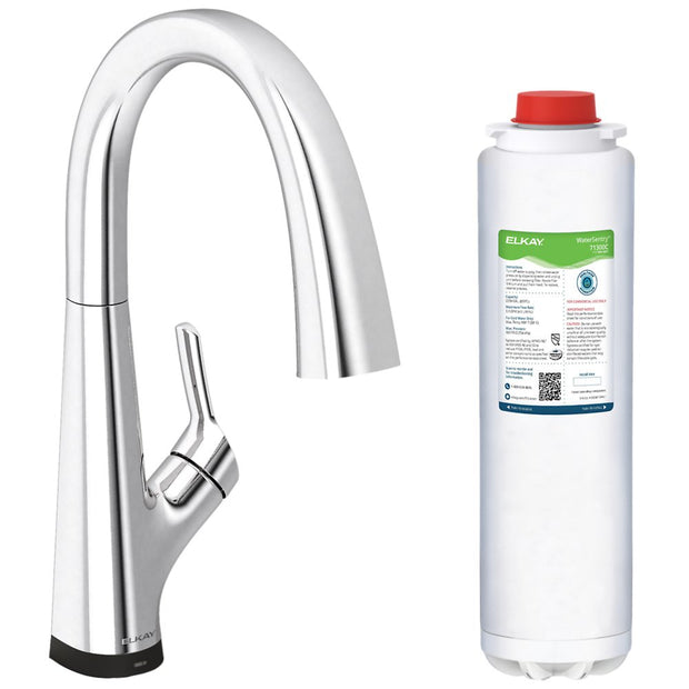 Elkay Avado Single Hole 2-in-1 Chrome Kitchen Faucet with Filtered Drinking Water