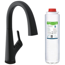 Elkay Avado Single Hole 2-in-1 Matte Black Kitchen Faucet with Filtered Drinking Water