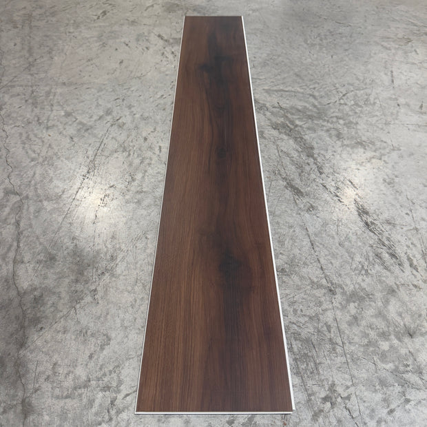 Toucan SPC Flooring 501 - 6MM - Single plank showing full length deep dark brown walnut finish with fine grain texture