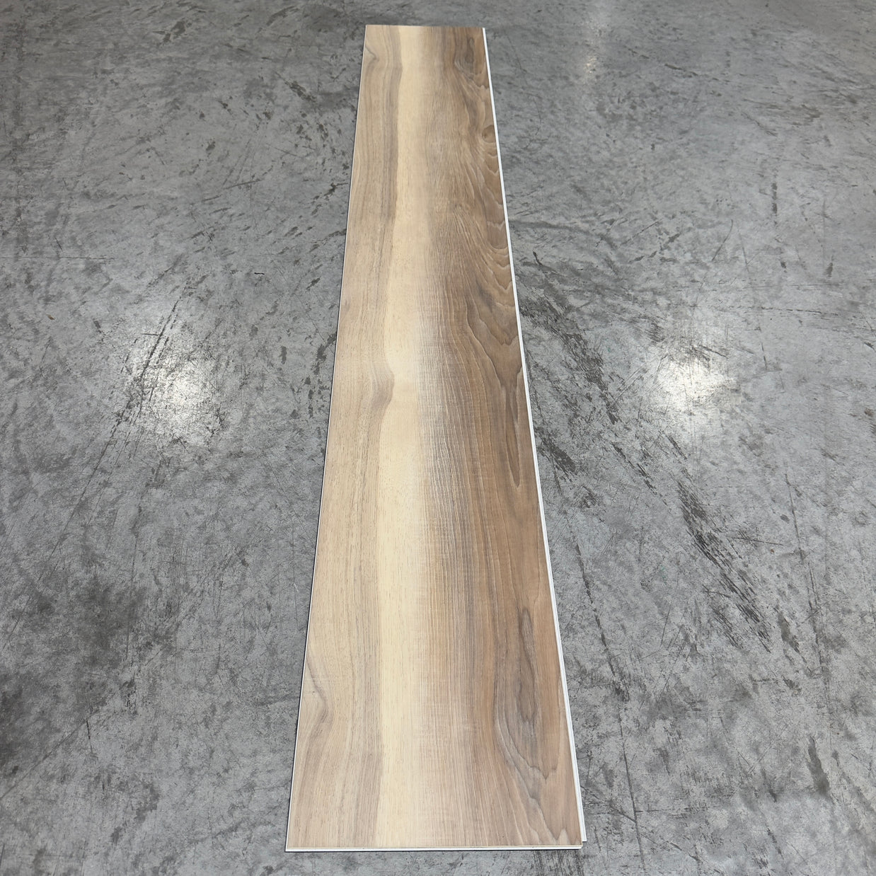 Toucan SPC Flooring 508 - 6MM - Single plank showing full length warm greige finish with gentle figure swirls and natural grain detail