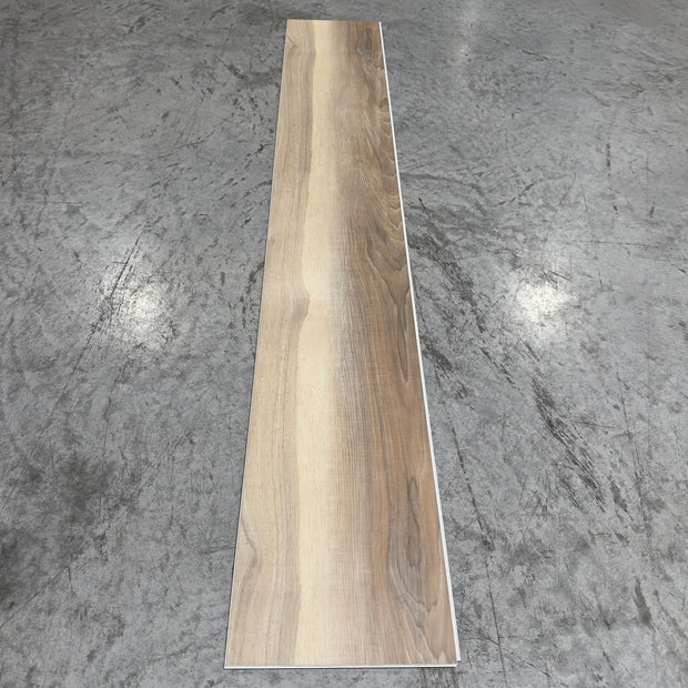 Toucan SPC Flooring 508 - 6MM - Single plank showing full length warm greige finish with gentle figure swirls and natural grain detail